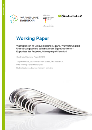 Cover der Publikation: Wärmepumpen im Gebäudebestand: Eignung, Wahrnehmung und Unterstützungsbedarfe selbstnutzender Eigentümer*innen – Ergebnisse des Projektes „Wärmepumpe? Kann ich!“