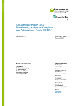 Cover der Publikation: Klimaschutzszenarien 2050: Modellierung, Analyse und Vergleich von Zielszenarien - Sektor LULUCF