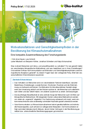 Cover der Publikation: Motivationsfaktoren und Gerechtigkeitsempfinden in der Bevölkerung bei Klimaschutzmaßnahmen