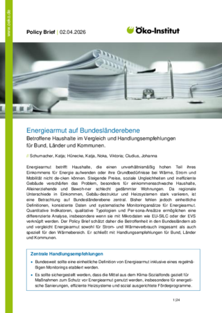 Cover der Publikation: Policy Brief: Energiearmut auf Bundesländerebene